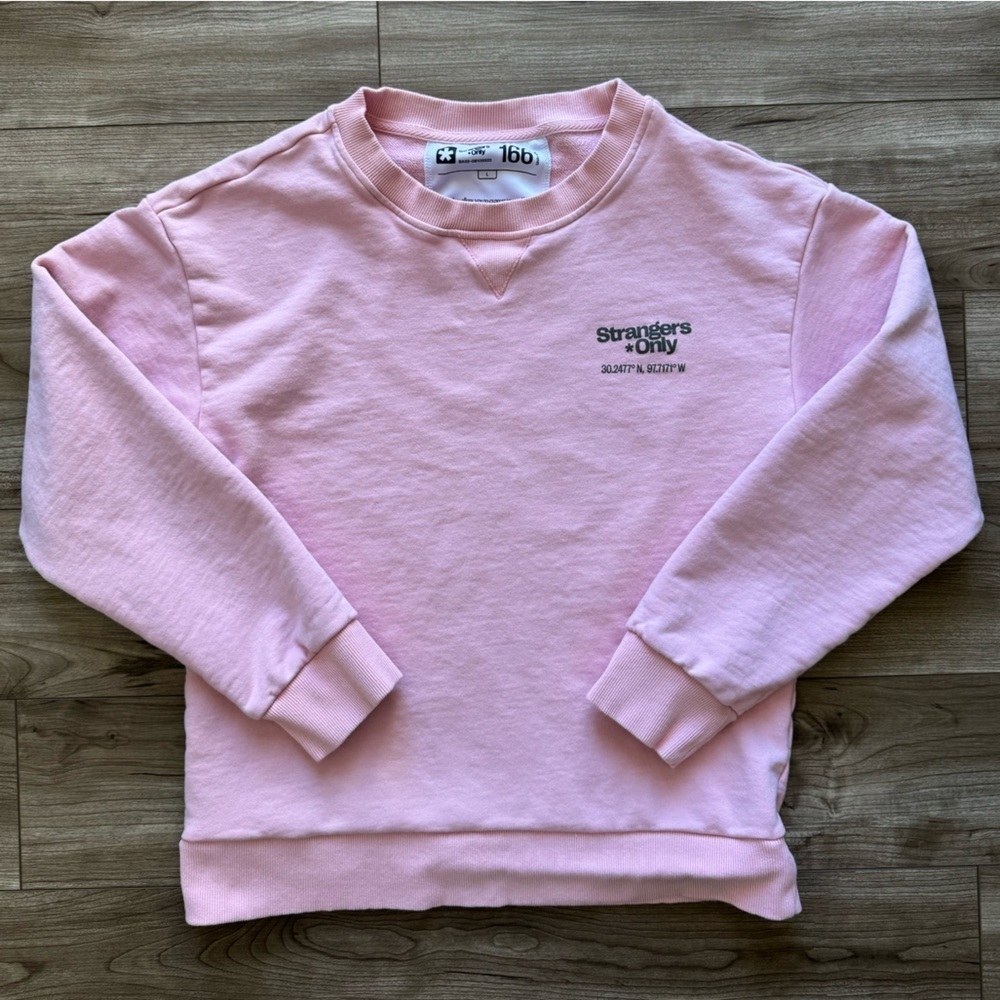 Strangers*Only SUP CLUB CREWNECK Pink 100% French Terry Cotton Sz L